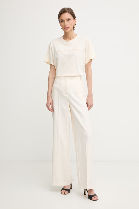 Twinset tricou pentru femei, din bumbac 261LM2NJJ bej SS26