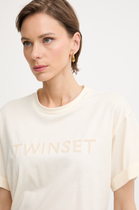 Twinset tricou pentru femei, din bumbac bej 261LM2NJJ