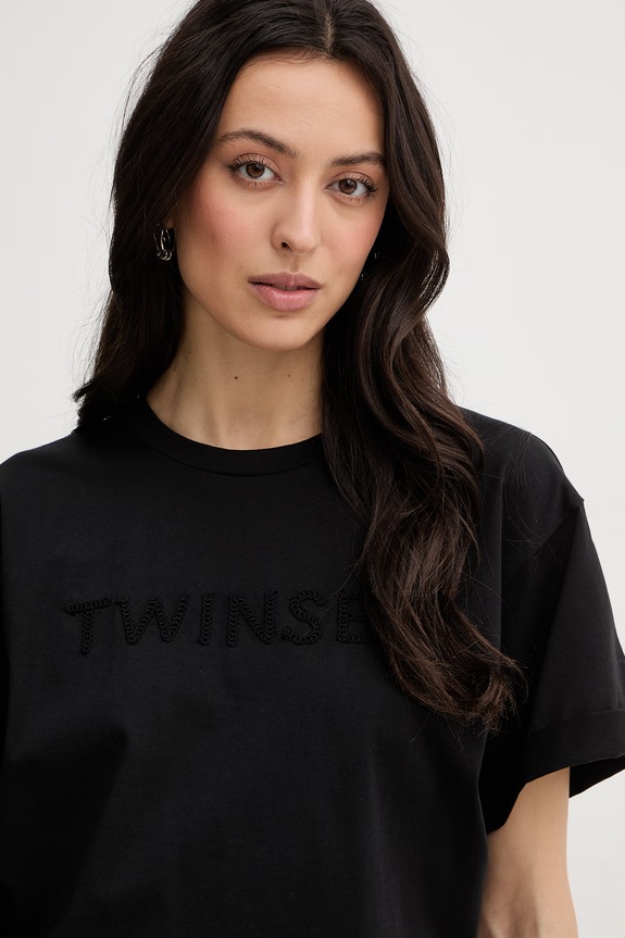 Twinset тениска дамска памучна черен 261LM2NJJ