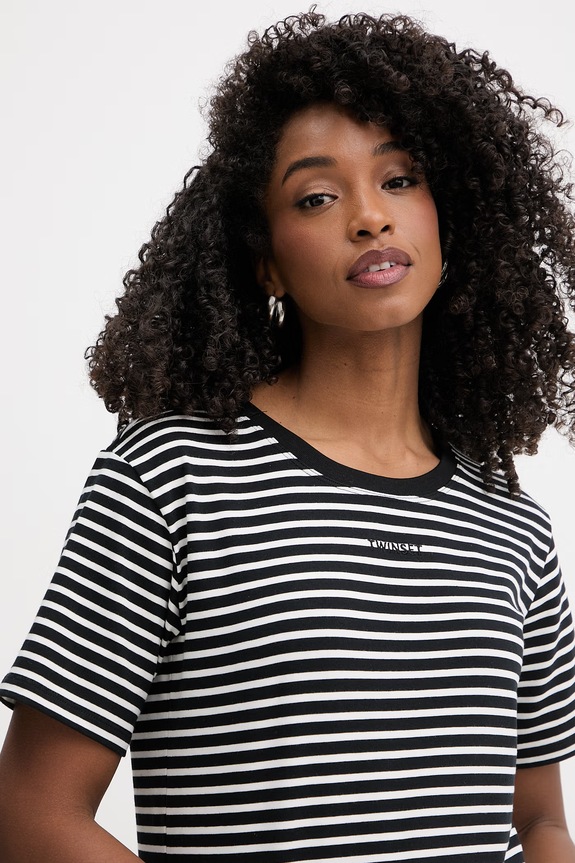Twinset t-shirt damski bawełniany z elastanem czarny 261LM2GBB