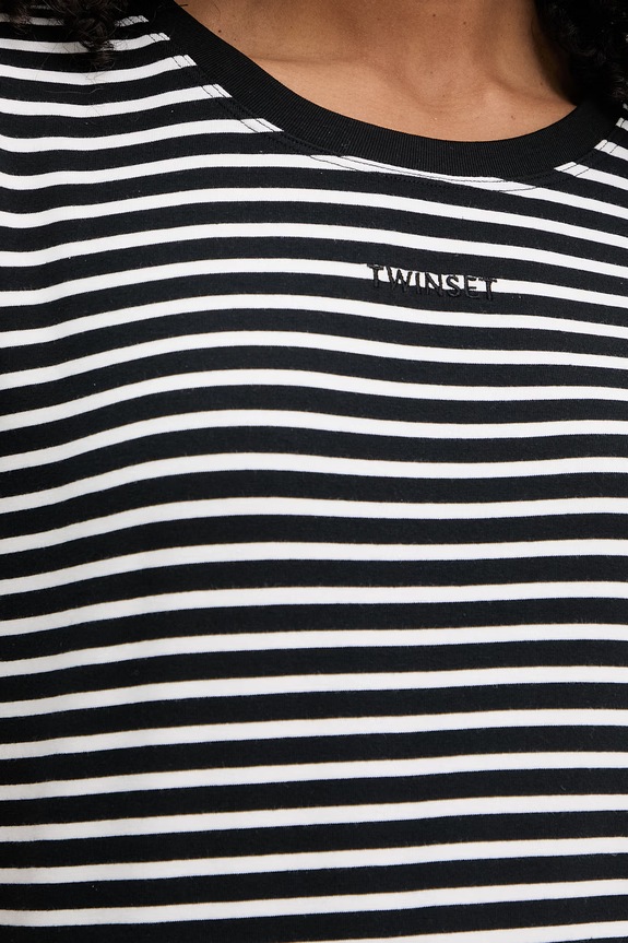 Twinset t-shirt damski bawełniany z elastanem 261LM2GBB czarny