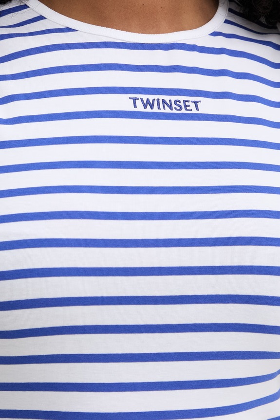 Twinset top dámský bavlněný s elastanem 261LM2GAA modrá