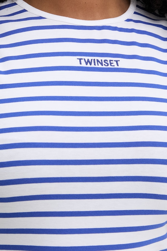 Twinset top dámský bavlněný s elastanem 261LM2GAA modrá