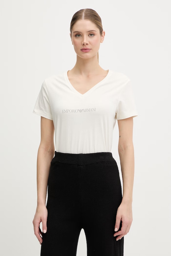 Emporio Armani Underwear t-shirt da donna con cotone beige EW000409.AF19026