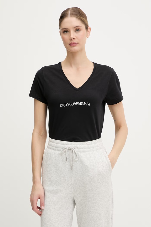 Emporio Armani Underwear T-shirt da donna con cotone nero EW000409.AF19026