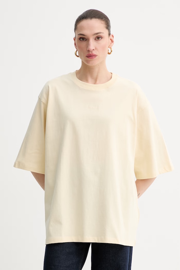 Gestuz t-shirt oversize damski bawełniany beżowy 10911064