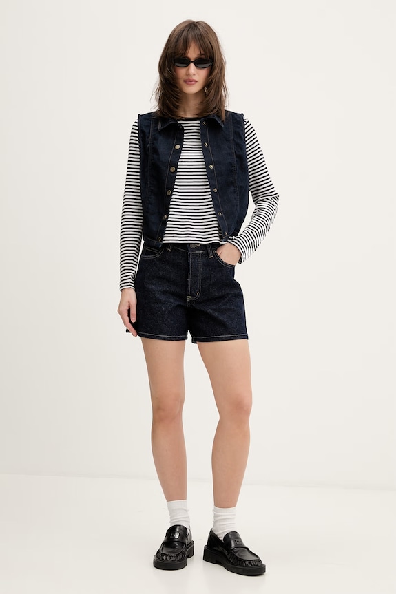 Guess Jeans πουκάμισο γυναικείο ντένιμ W6GHZ9.D7971 σκούρο μπλε SS26