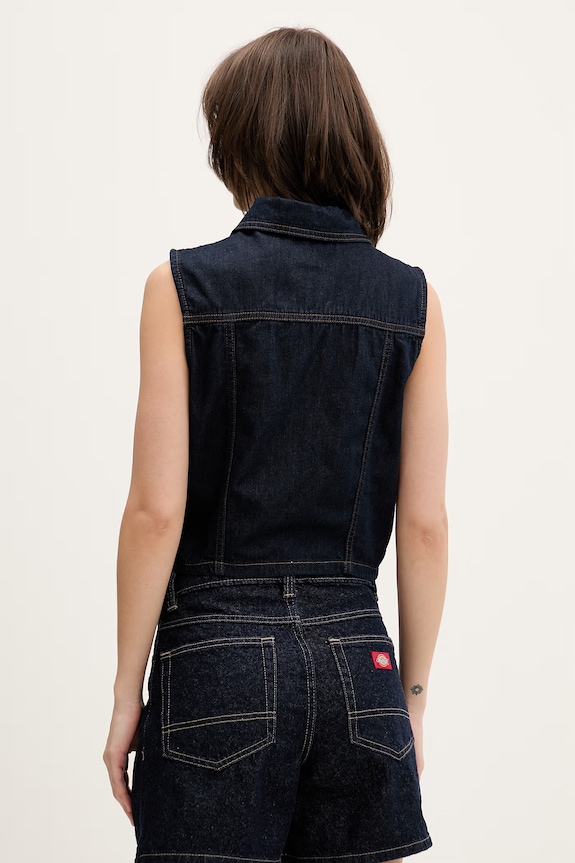 Ρούχα Guess Jeans πουκάμισο γυναικείο ντένιμ W6GHZ9.D7971 σκούρο μπλε