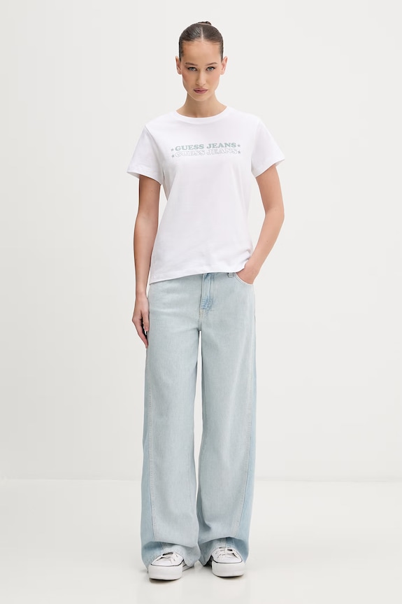 Guess Jeans tričko dámske bavlnené W6GIC5.K8HM0 biela SS26