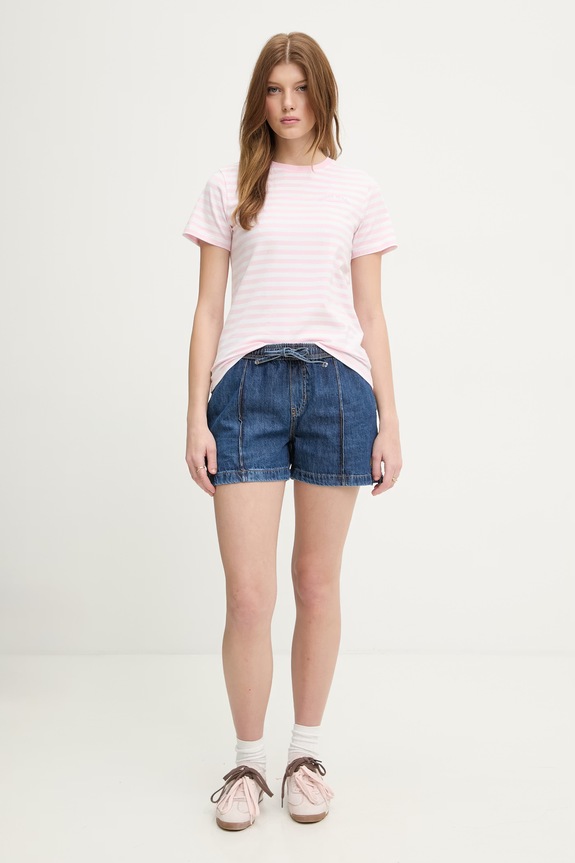 Guess Jeans T-shirt basic damski z bawełną W6GI05.KCIE1 różowy SS26