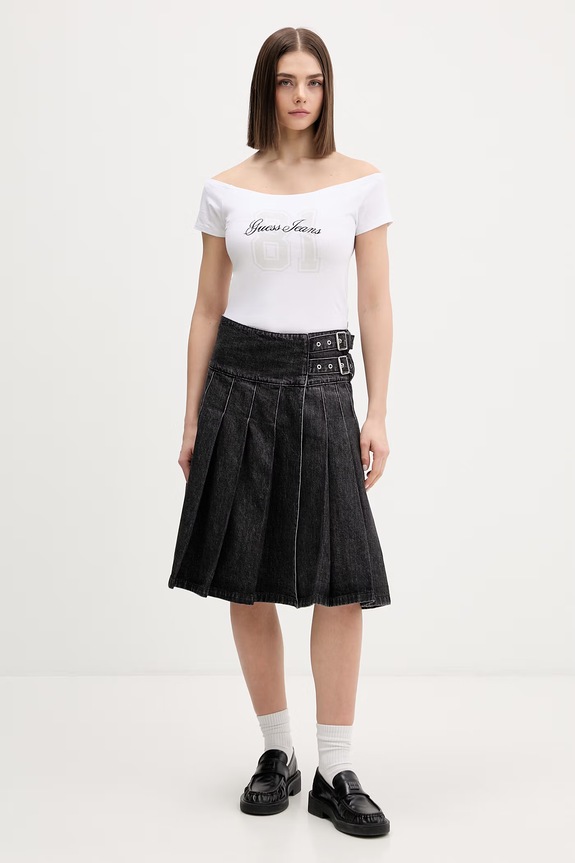 Guess Jeans t-shirt damski bawełniany z elastanem W6GI07.J1314 biały SS26