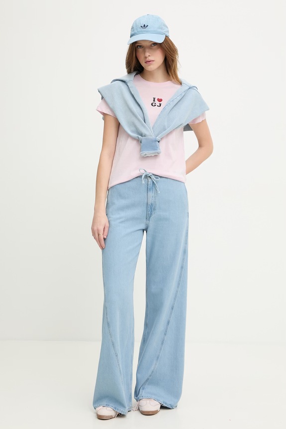 Guess Jeans női pamut T-shirt W6GI45.K8HM0 rózsaszín SS26