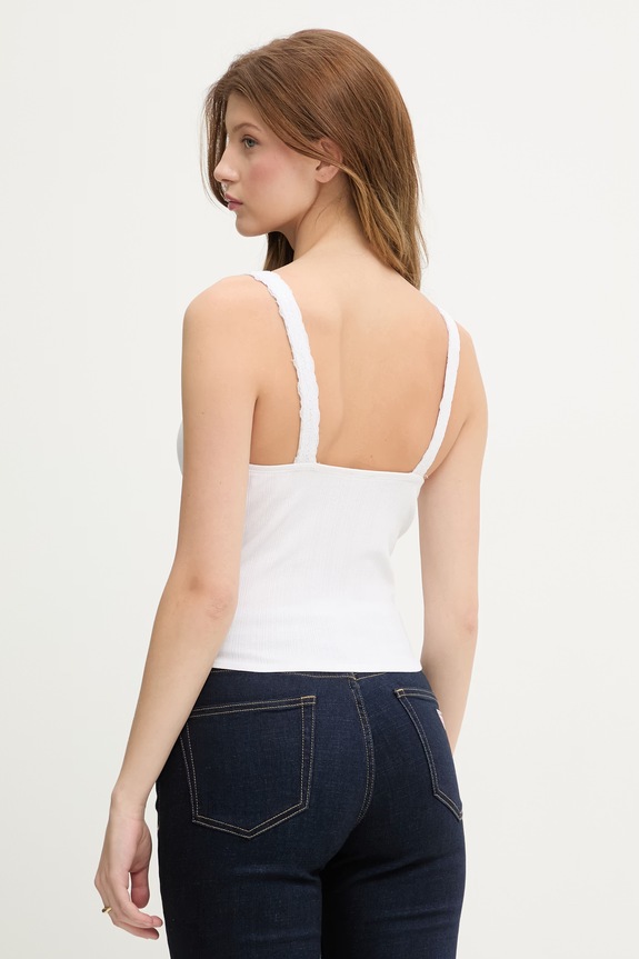 Ruházat Guess Jeans crop top női W6GPB1.KF641 fehér