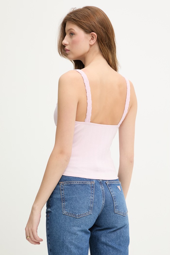 Ruházat Guess Jeans crop top női W6GPB1.KF641 rózsaszín