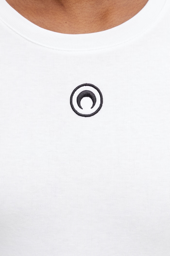 Marine Serre Moon Logo tričko bavlnené dámske biela WTT012ACJER0008