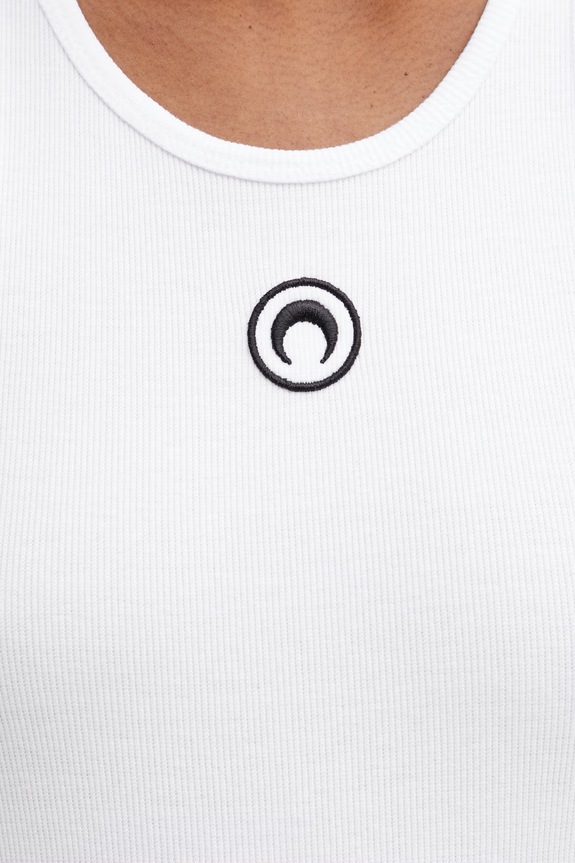 Marine Serre Moon Logo dámska top s bavlnou biela WTT014ACJER0011