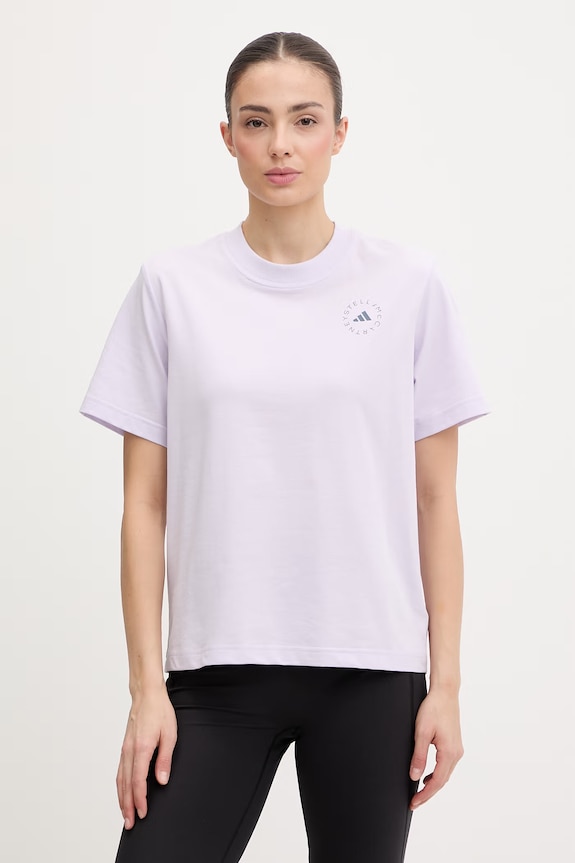 adidas by Stella McCartney tricou de antrenament pentru femei, din bumbac violet JZ0689