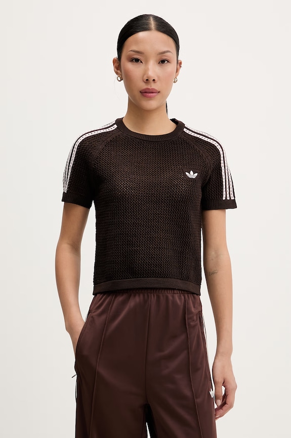 adidas Originals t-shirt γυναικείο διάτρητο καφέ KC6480