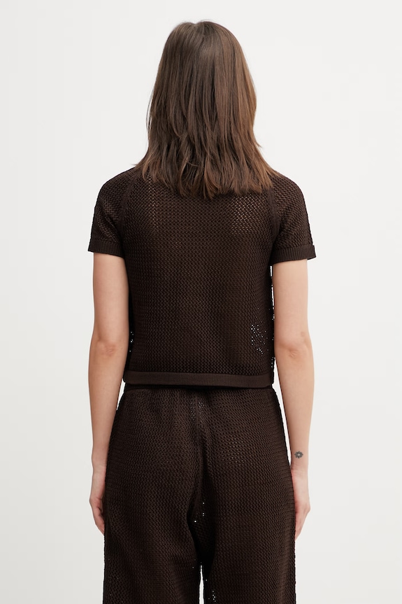 Îmbrăcăminte adidas Originals tricou ajurat pentru femei KC6480 maro