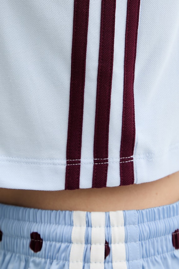 adidas Originals crop top pentru femei, din bumbac cu elastan KD3702 albastru