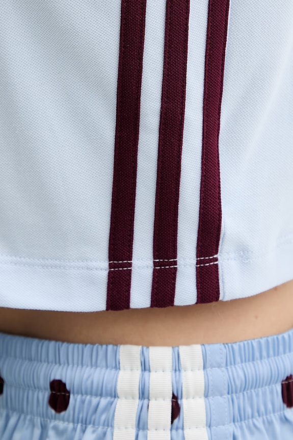 adidas Originals crop top pentru femei, din bumbac cu elastan KD3702 albastru