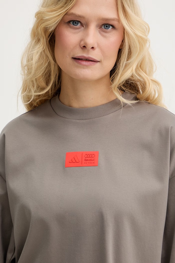adidas t-shirt damski bawełniany x Audi brązowy KE6770