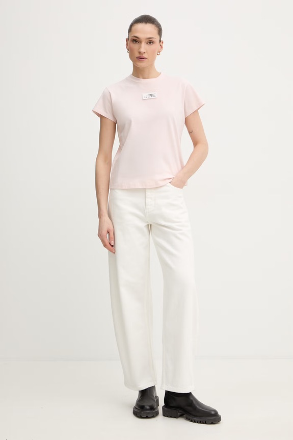 Bavlněné tričko MM6 Maison Margiela S52GC0326.M20170.231 růžová SS26