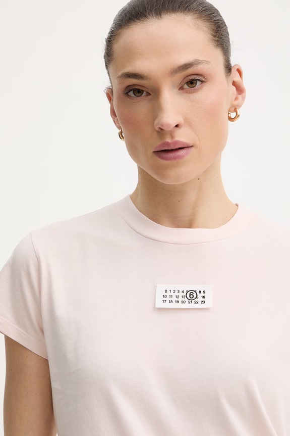 Bavlněné tričko MM6 Maison Margiela růžová S52GC0326.M20170.231