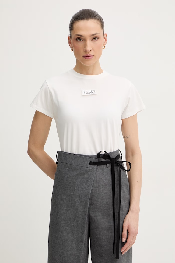 Bavlněné tričko MM6 Maison Margiela nášivka bílá S52GC0327.M20170