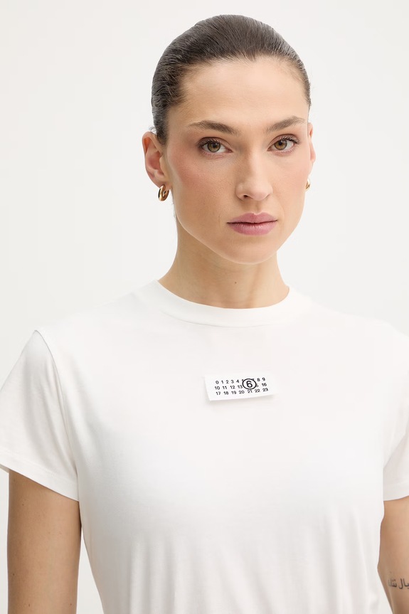 Bavlněné tričko MM6 Maison Margiela bílá S52GC0327.M20170