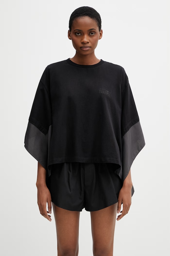 MM6 Maison Margiela T-shirt damski z bawełną czarny S52GC0359.MTJ042.962
