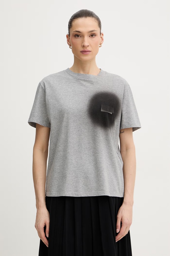 Bavlněné tričko MM6 Maison Margiela nášivka šedá S52GC0364.M20048