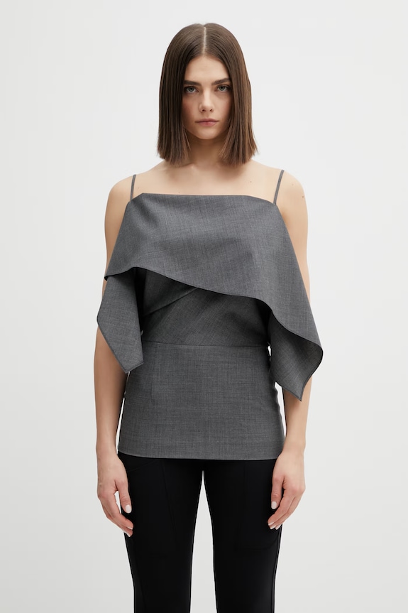 Top με προσθήκη μαλλιού MM6 Maison Margiela με ελαστάν γκρί S52NC0358.M35733.860M