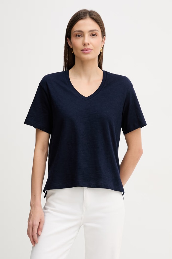 United Colors of Benetton tricou din bumbac uni bleumarin 3BVXD4020