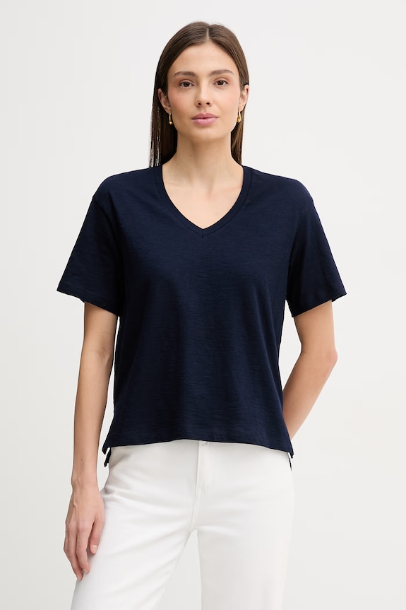 United Colors of Benetton tricou din bumbac uni bleumarin 3BVXD4020