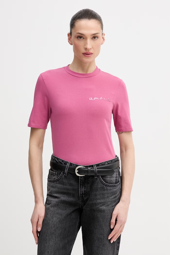 United Colors of Benetton tricou imprimeu roz 3ECMD10C6