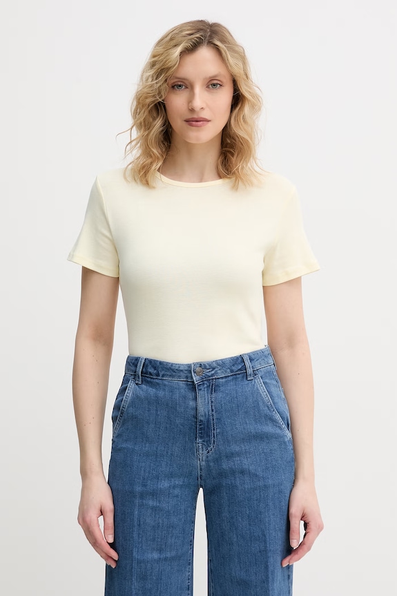 United Colors of Benetton tricou din bumbac uni galben 3GA8D10BX