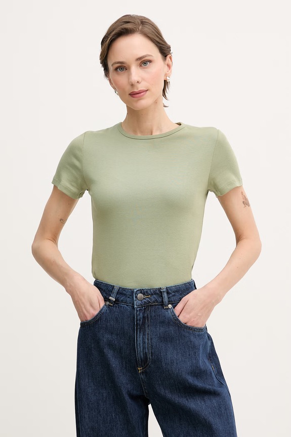United Colors of Benetton tricou din bumbac uni verde 3GA8D10BX