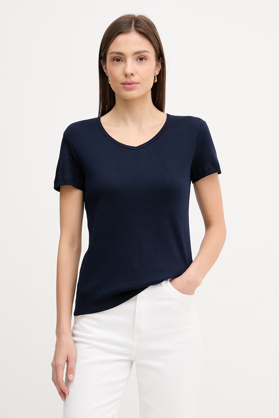 United Colors of Benetton tricou din bumbac uni bleumarin 3GA8D4029