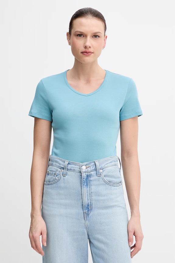 United Colors of Benetton tricou din bumbac uni albastru 3GA8D4029