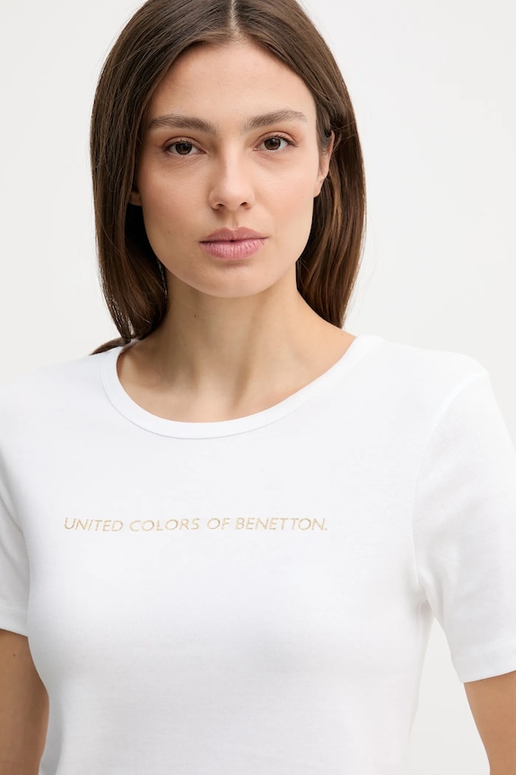 United Colors of Benetton tricou din bumbac alb 3GA8E16A2