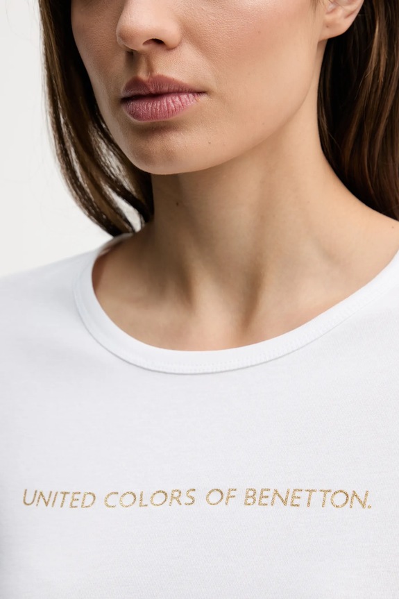 United Colors of Benetton tricou din bumbac 3GA8E16A2 alb