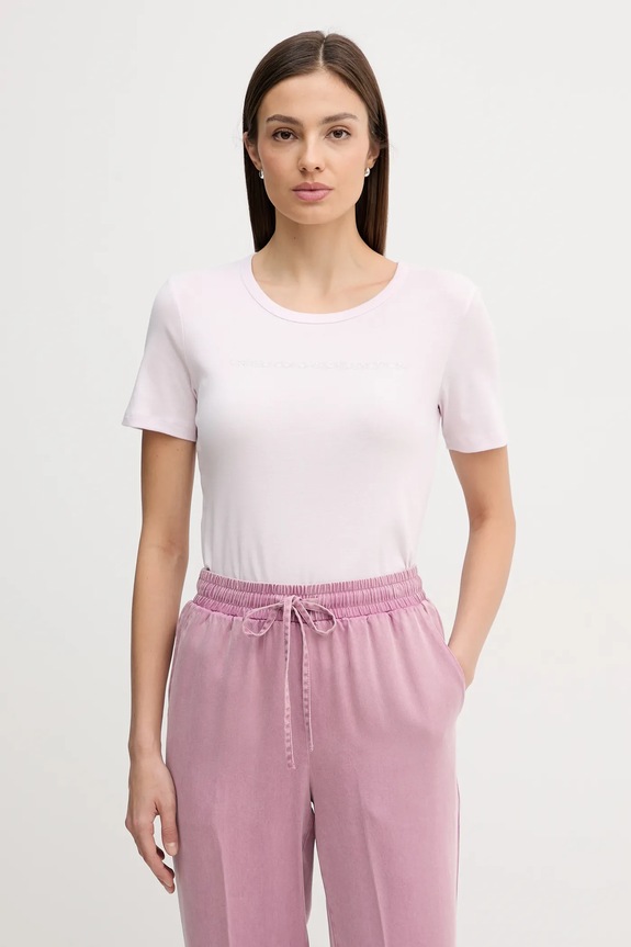 United Colors of Benetton tricou din bumbac print roz 3GA8E16A2