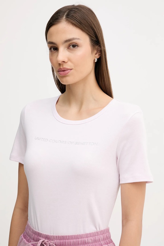 United Colors of Benetton tricou din bumbac roz 3GA8E16A2