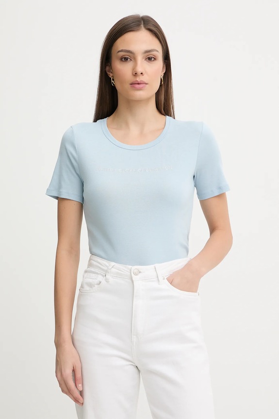 United Colors of Benetton t-shirt bawełniany nadruk niebieski 3GA8E16A2