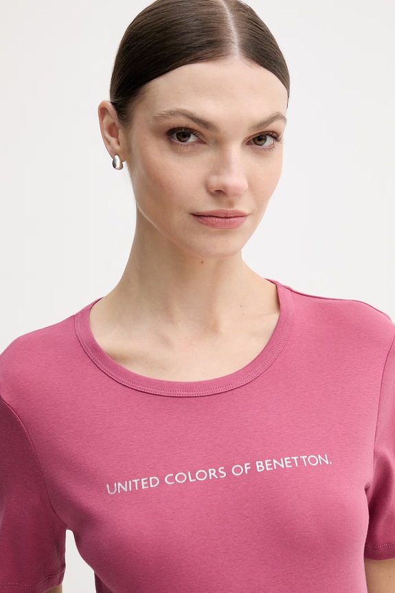 United Colors of Benetton tricou din bumbac roz 3GA8E16A2