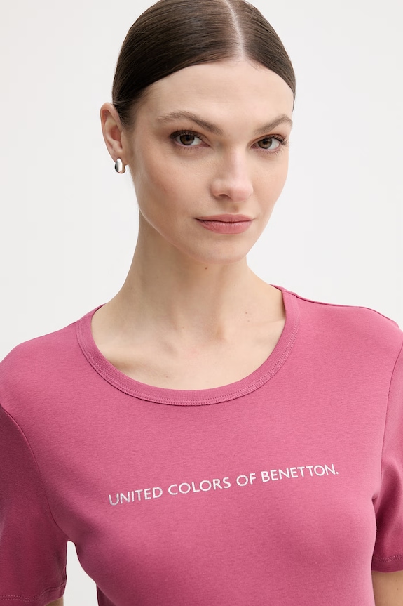 United Colors of Benetton tricou din bumbac roz 3GA8E16A2