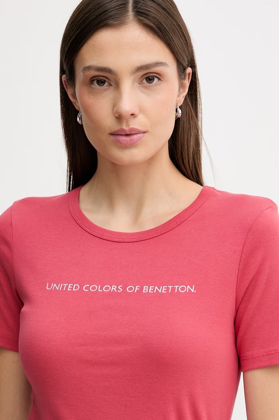 United Colors of Benetton tricou din bumbac rosu 3GA8E16A2