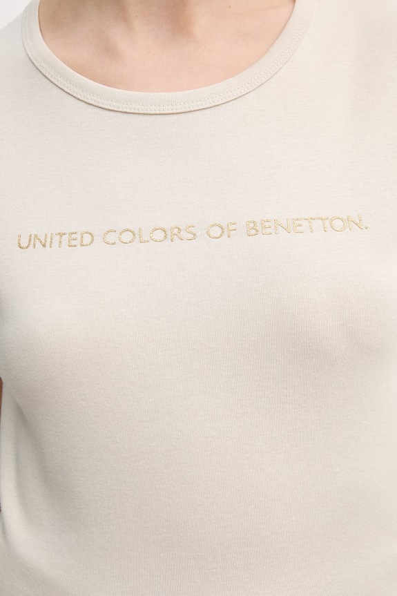 Bavlnené tričko United Colors of Benetton 3GA8E16A2 béžová