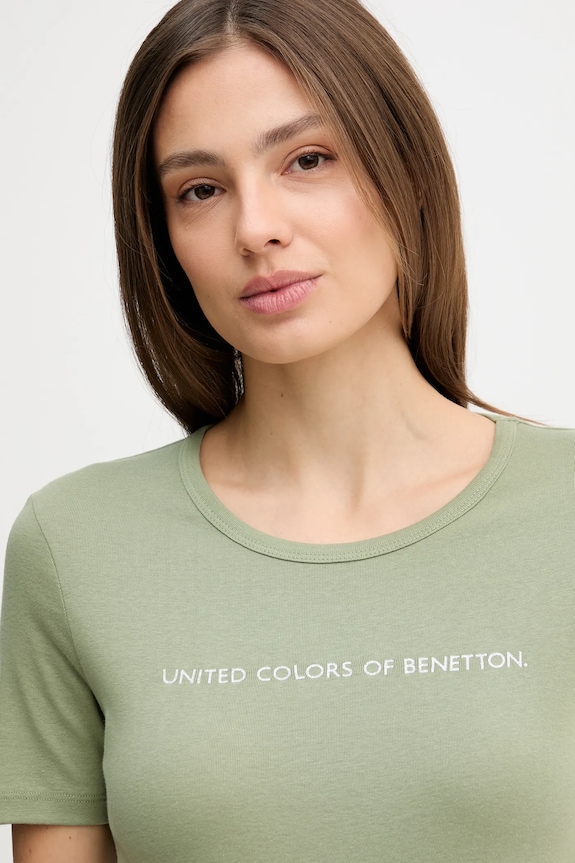 United Colors of Benetton tricou din bumbac verde 3GA8E16A2